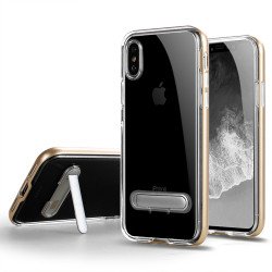 iPhone Xs Max Clear Armor Bumper Kickstand Case (Gold)